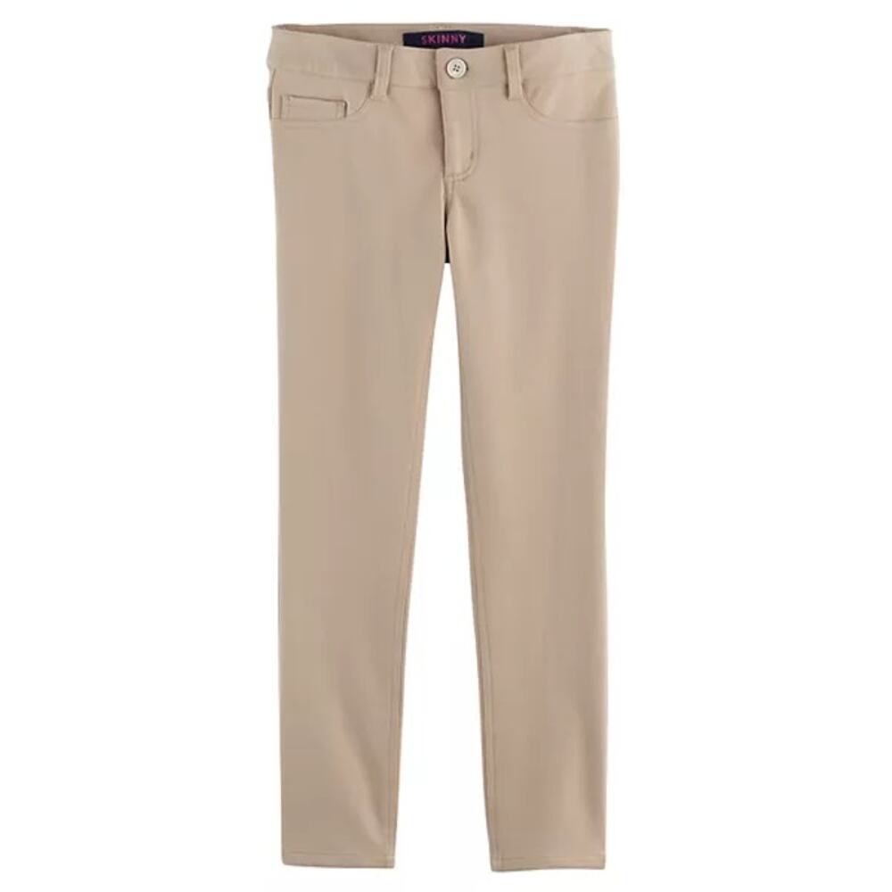 NWT ~ FRENCH TOAST Skinny Tan Knit Adjustable Waist Stretch Pants ~ Girls 8